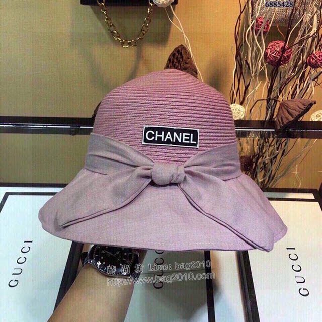 Chanel女士帽子 香奈兒蝴蝶結可折疊禮帽草帽 Chanel遮陽帽  mm1011